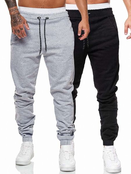 

romwe guys 2pcs solid drawstring sweatpants 66bq#, Black