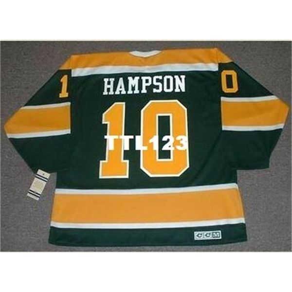 

121 #10 ted hampson california golden seals 1970 ccm vintage hockey jersey or custom any name or number retro jersey, Black