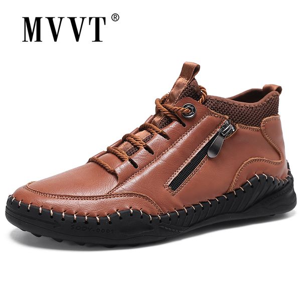 

retro fashion sneakers men casual leather shoes winter comfortable quality split leather men loafers flats moccasins, Black
