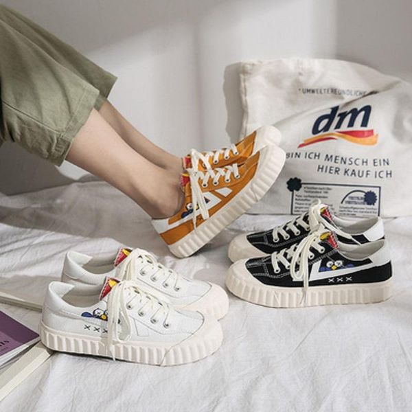 

весной и осенью новый свет дышащий тенденции мило обувь холст белые туфли, Black