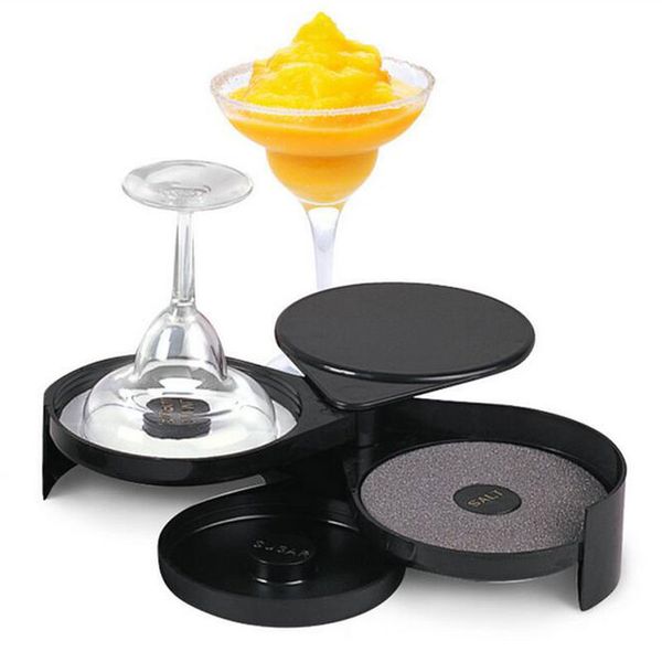 

3 tier bartender abs tool cocktail accessory glass rimmer rotating salt home practical bar lime juice sugar durable