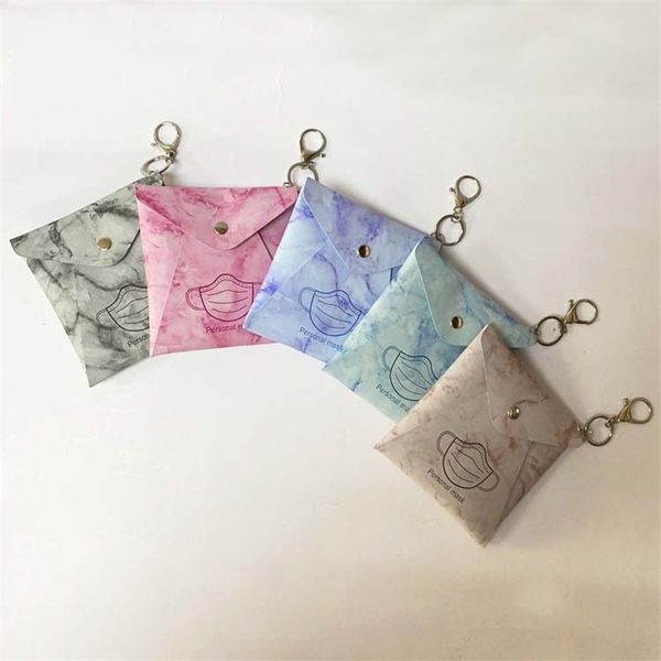 

storage bag mask bags masks case face holder pu marbling square leather clasp grey brown convenient student 5 2dqa f2