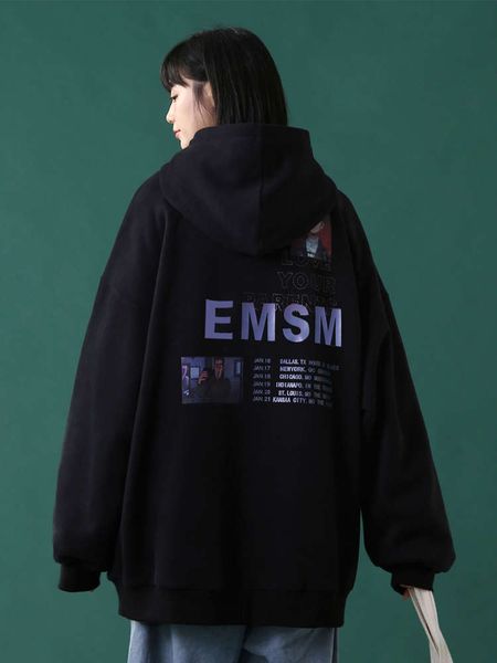 

tuoke shelling design sense minority hooded sweater plush thickened female winter 2020 new korean loose coat, Black