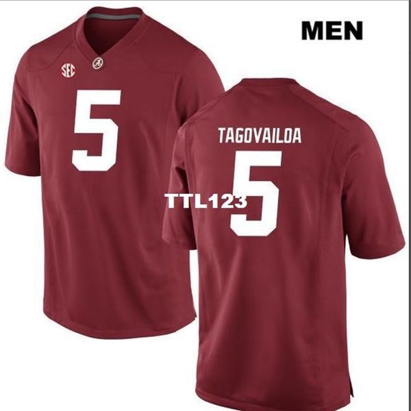 

2019 new 3740 alabama crimson tide tua tagovailoa #5 real full embroidery college jersey size s-4xl or custom any name or number jersey, Black