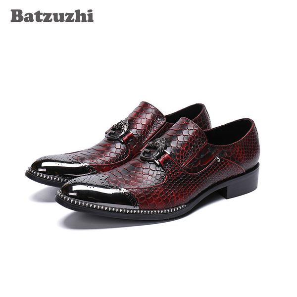 

luxury italian style shoes men genuine leather dress shoes men slip on zapatos hombre wine red party and wedding, Black