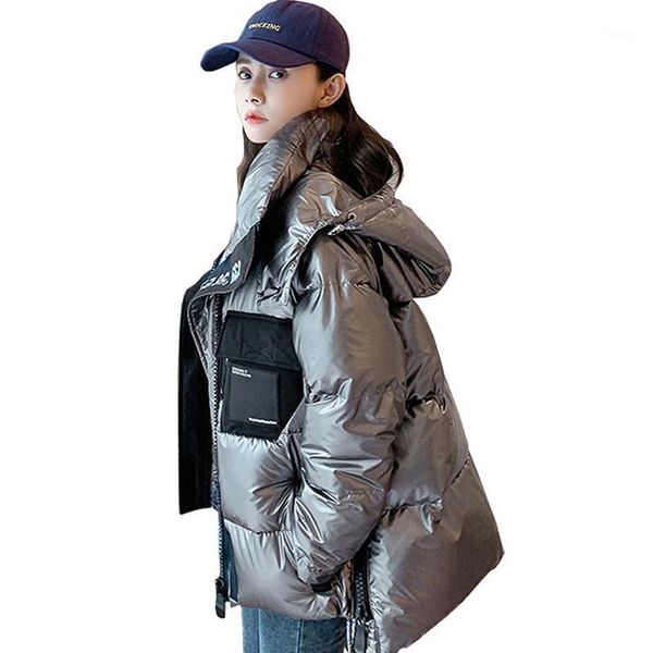 

winter jacket women's heavy coat down jacket schoolgirl loose-fitting short bread coat thickened 20211, Black