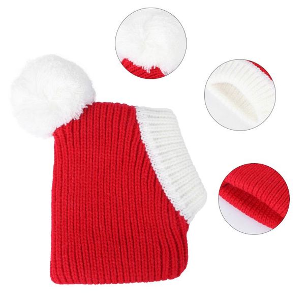 

dog apparel winter warm hat adorable pet woolen christmas headdress for puppy (red, size xs)