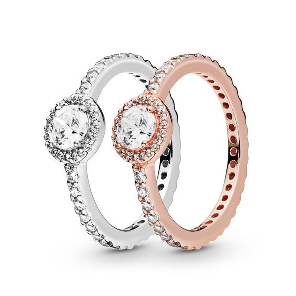 

кольца стерлингового серебра 925 классический elegance искорка halo ring luxury designer jewelry женщины cz diamond обручальных с pandora ор, Silver