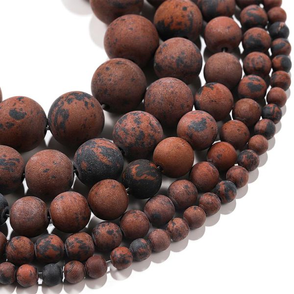

1strand lot 4 6 8 10mm matte mahagony golden swan natural stone round loose beads for diy bracelet jewelry makings supplies h jllbac