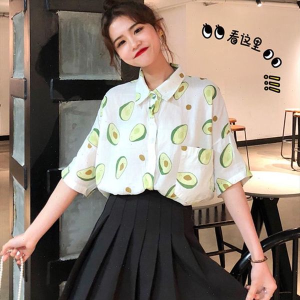 

womens clothing casual short sleeve loose blouse women print turn down collar shirt summer beach sun protection, White