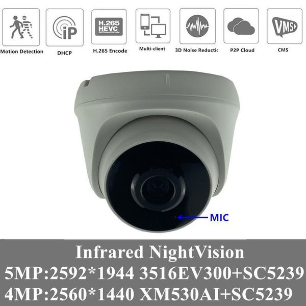 

4pcs 5mp 4mp h.265 built-in mic audio ip ceiling dome camera 2592*1944 infrared nightvision irc radiator rtsp onvif p2p xmeye1