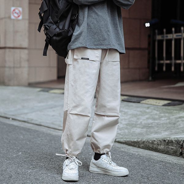 

2021 new pocket black streetwear spring autumn hip hop harem pants men's casual korean oversize joggers trouers c729