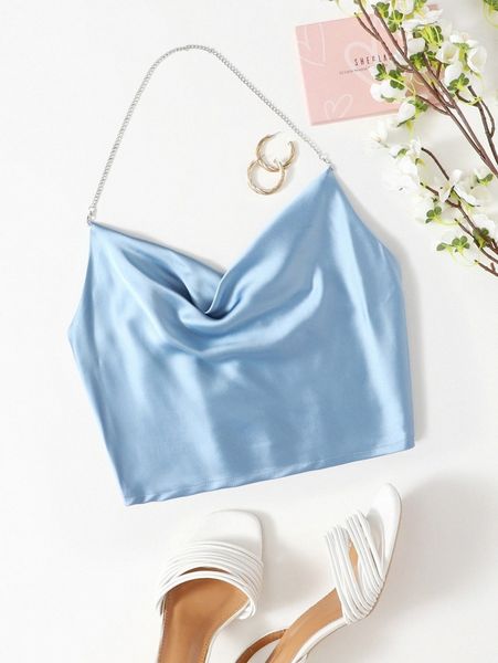 

satin shirred back halter g3ay#, White