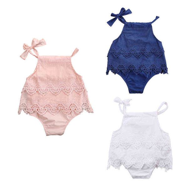 lioraitiin Neugeborenes Baby Mädchen Spitze Ärmellos Hübscher Sommer Strampler Outfit Sunsuit Kleidung 0-18M G1221