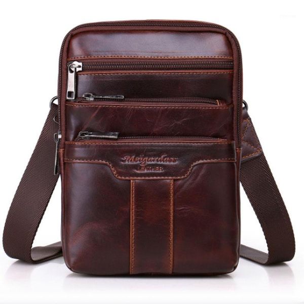 

waist bags men real cow leather sling chest bag multifunction oil wax genuine brand classic cross body messenger shoulder bag1