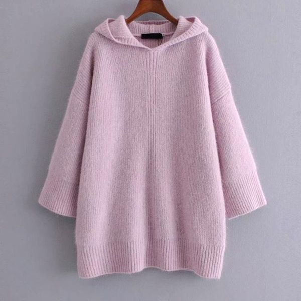 

zoepo autumn hooded loose solid dresses women fashion straight mini dress women elegant knitted casual dresses female ladies, Black;gray