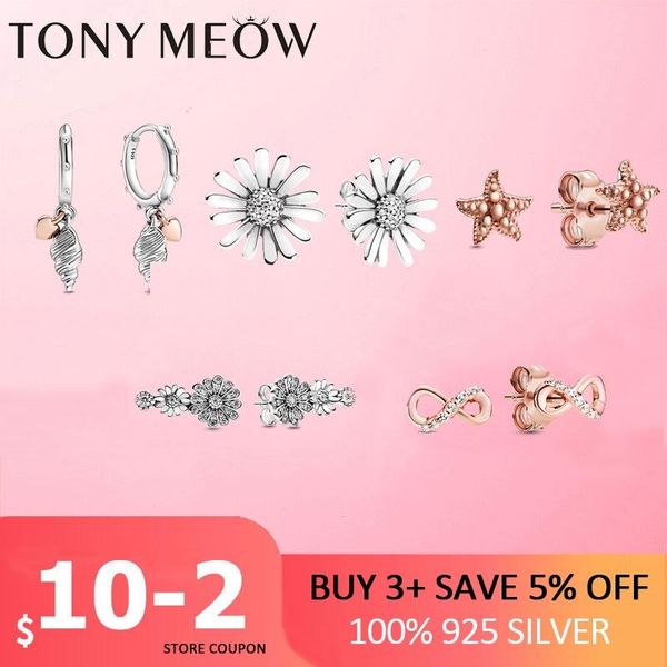 

summer new 925 sterling silver daisy flower earring stud women white enamel sterling silver jewellery jewelry, Golden;silver