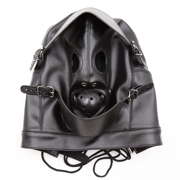 

strict toys locking slave women premium slave soft pu with blindfold mouth gag gay men hood leather hooded fur games tnlid