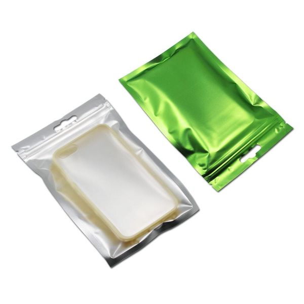 

200pcs colorful matte clear front aluminum foil zip lock storage bags with hang hole mylar foil self seal zipper packaging pouch h bbytyw