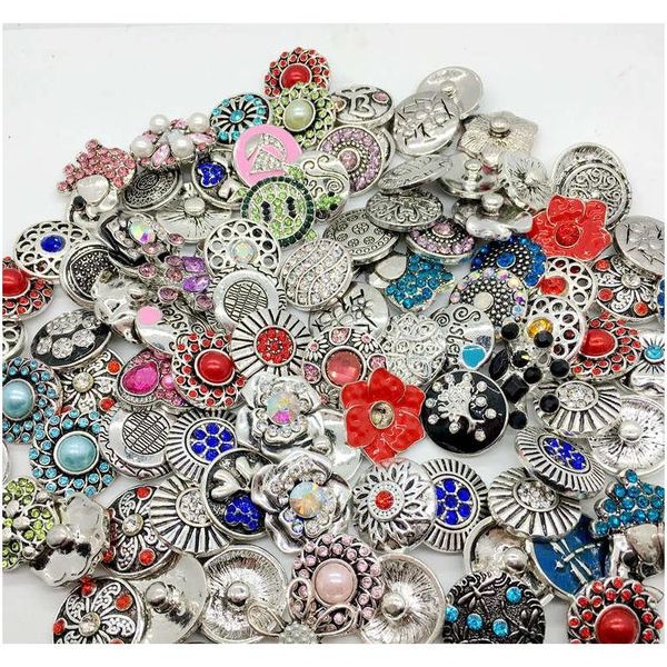 

wholesale 50pcs lots 18mm snap button mixed style metral rhinestone ginger snap jewelry sanps chunk button fo wmtjyq new_dhbest, Golden;silver