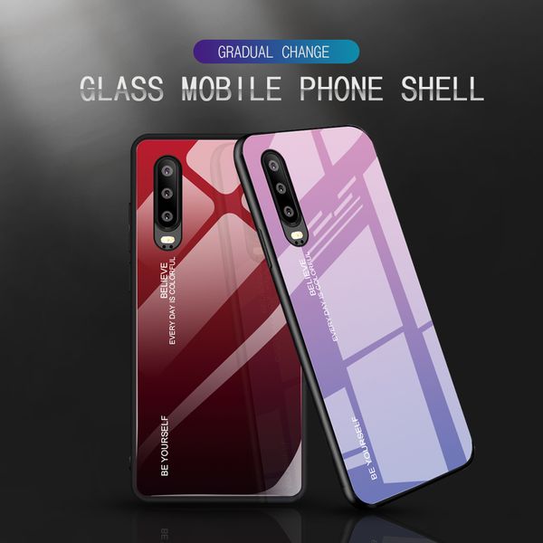 

43fgglass case for tempered huawei p20 p30 pro mate 20 lite p smart honor 10 9 luxury aurora colorful cell phone cover