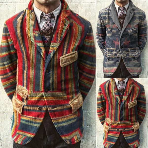 

printed slim fitting british casual men's corduroy suit coat ap0050, White;black