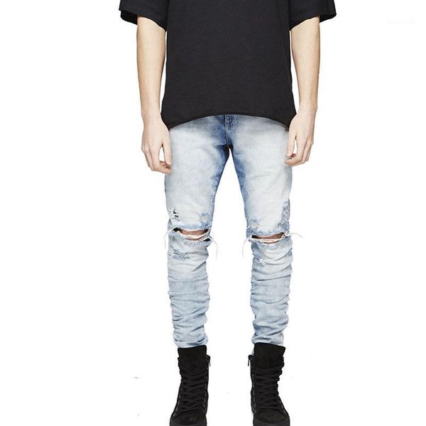 

men's jeans biker for men hip hop hole pants plus size 29-361, Blue