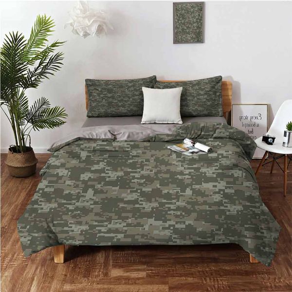 

monochrome attire pattern concealing hiding in the woods themed printbedding 3-piece set