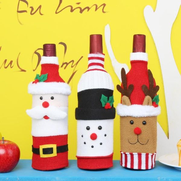 

1pc home dinner party table decors wine cover christmas decorations santa claus snowman gift navidad xmas party supplies1