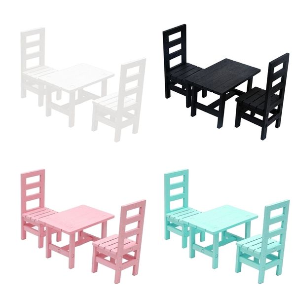 

1/6 miniature dollhouse mini oblong dining room table chairs set kitchen furniture accessories y200428