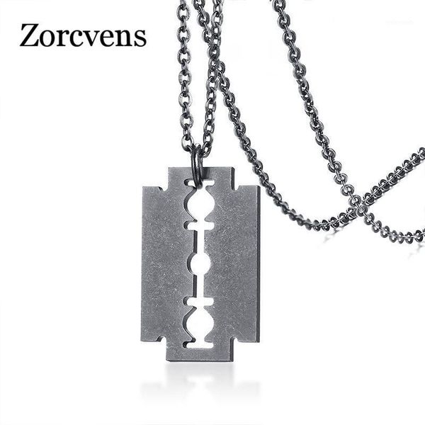 

pendant necklaces modyle vintage surface steampunk razor blade necklace men stainless steel shaver shape pendants punk rock jewelry1, Silver