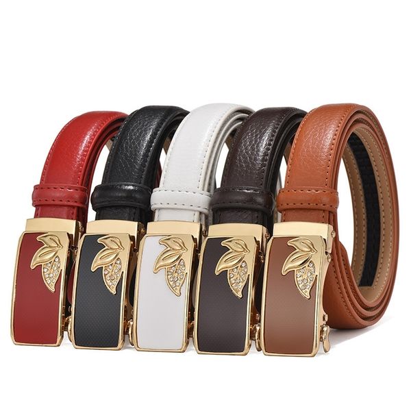 

women's genuine leather designer belt women luxury straps woman fashion automatic buckle belts for dress y200501, Black;brown