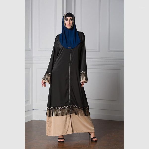 

muslim abaya tassel black abaya patchwork long dress kimono jubah robe arab islamic clothing full length 15051, Red