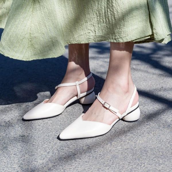 

dress shoes spring and summer pointed british style single thick heel hollow out fashion women's high 4cm plus size 34-43, Black