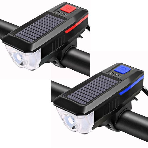 

bike lights luz bicicleta solar usb rechargeable double charging horn lamp waterproof bicycle headlight front light +