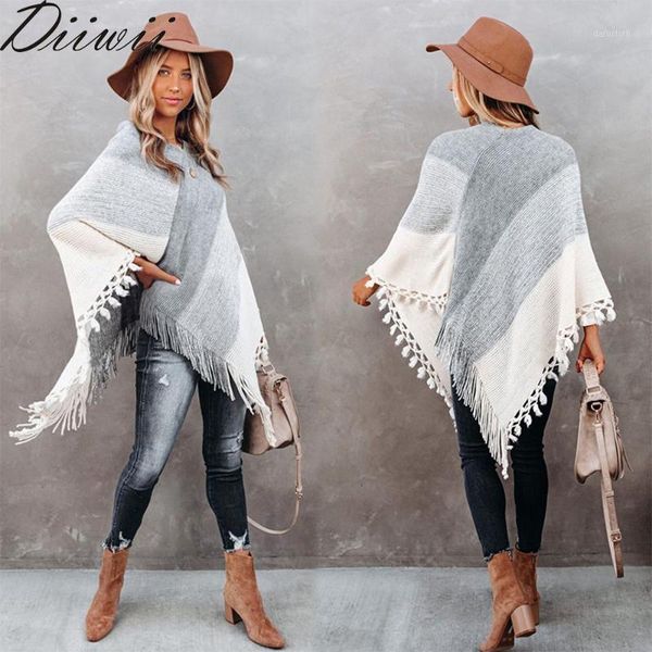 

diiwii style womens fashion gradient v neck loose fitting fringed knit sweater1, White