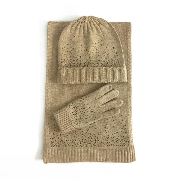 

3pcs/set warm solid autumn winter fashion scarf knitted gloves hat soft, Blue;gray