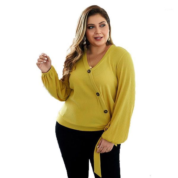 

yellow knitted sweater women army green xl- 4xl plus size autumn winter new long sleeve v neck loose fashion slim sweater lr4041, White;black