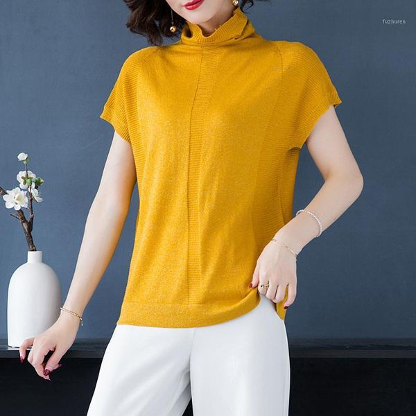 

women wool sweater blouse summer lady knit blouse thin knit sweater turtleneck wool short sleeve1, White;black