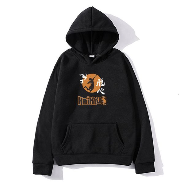 

2021 new autumn japan anime haikyuu cosplay hoodie women men harajuku sweatshirt karasuno pullover fleece hooded jacket sportswear ejar, Black