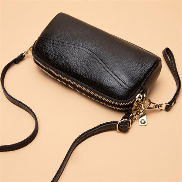 

leather oblique span bag small bag female 2020 new fashion double zipper soft leather single shoulder handbag