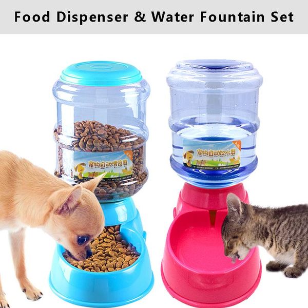 

3.5l dog cat feeder bowl matic pet water dispenser drinking fountain bottle plastic pet feeding drinker wa wmtujc
