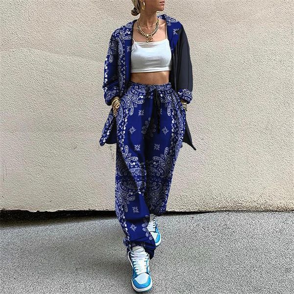 

fashion single breasted shirt casual loose trousers suits womens clothing 2 piece set autumn female clothing, White