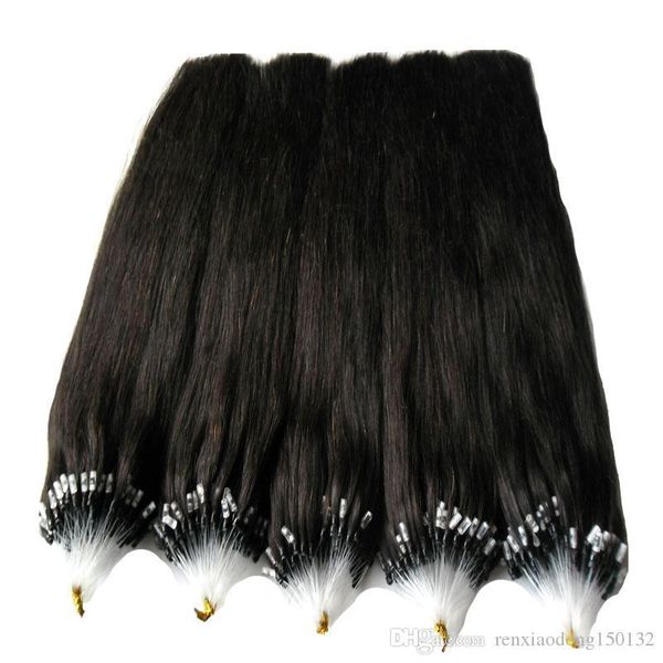 

micro ring beads hair extensions micro loop real remy brazilian hair 100g remy brazilian straight loop micro ring human hair extensions, Black
