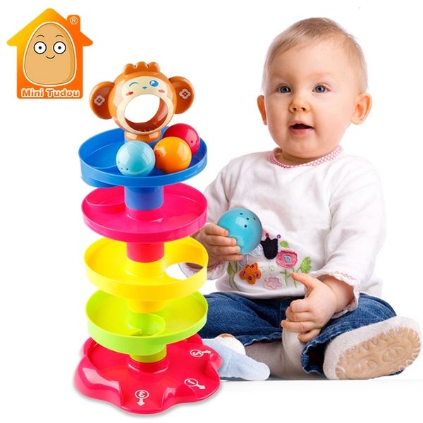 

kids rolling ball drop toy for babies toddlers 5 layer tower run with swirling ramps & 3 balls educational development toys 1020