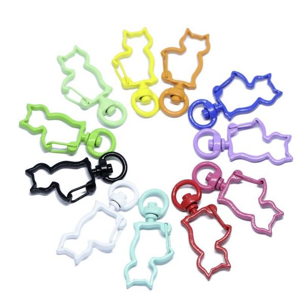 

mix 10 pcs colorful split ring cat shape keychains metal key chain ring split rings keyring keyfob accesso qylhvf