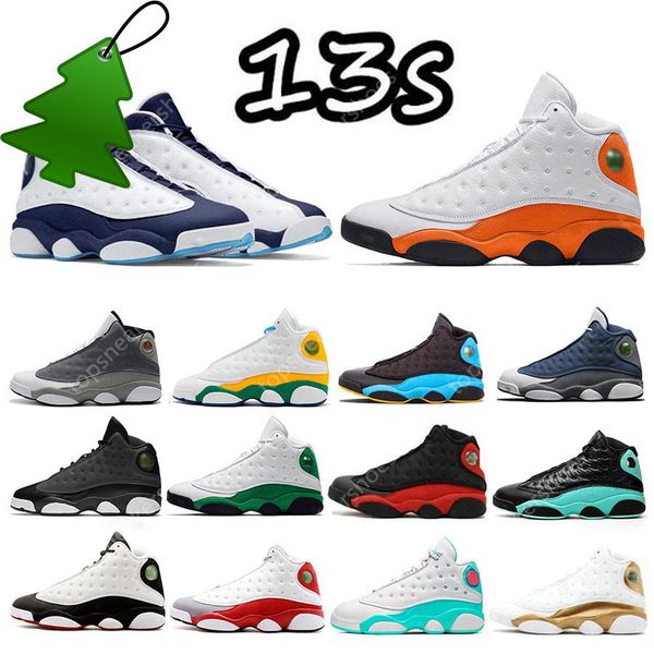 

13 13s mens basketball shoes sneakers dark powder blue gold glitter altitude starfish flint chicago island lucky green hyper royal dmp women, Black
