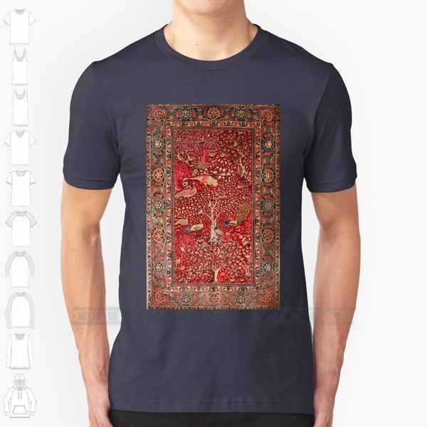 

antique persian rug bird tree flowers ca. 1600 custom design print for men new cool tee t shirt big sport hooded sweatshirt hoodie