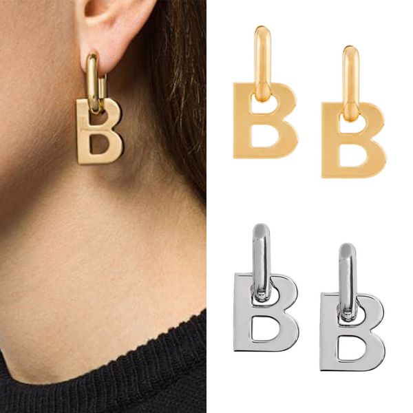 

french b-letter earrings female european and american ins cold wind earrings hailey net red explosion autumn and winter earrings gold, Golden