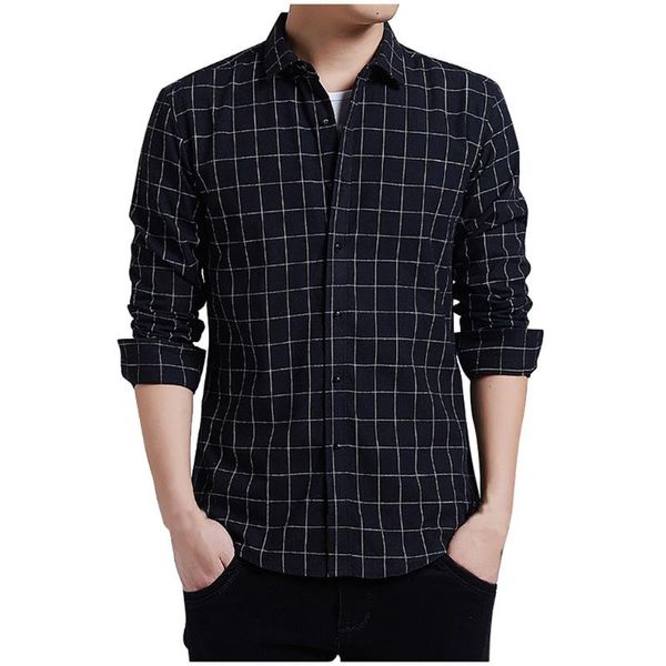 

men's new casual fashion plaid shirt loose lapel long sleeve shirt blouse new casual fashion trend loose shirt#g30, White;black
